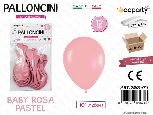 Palloncini Baby Rosa Pastel 10 D.26CM 12PCS