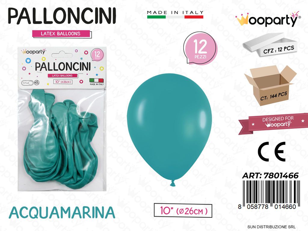 Palloncini Acquamarina 10 D.26CM 12PCS