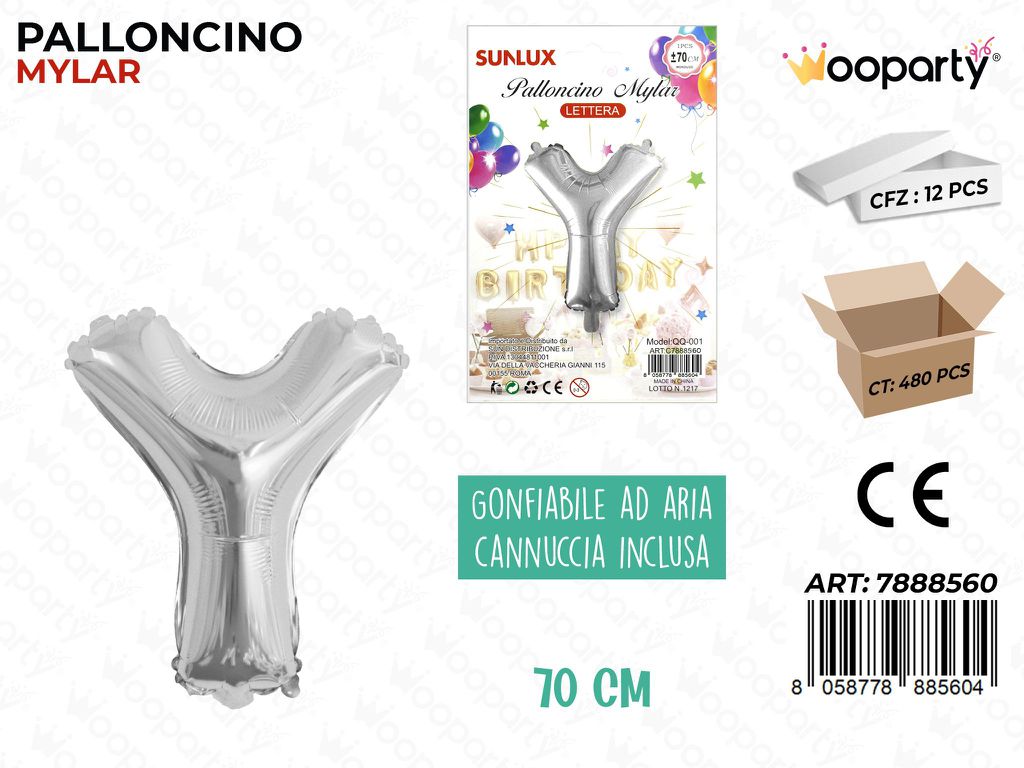 Palloncino Mylar *Y* Argento 70CM