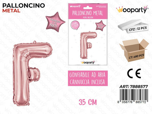Palloncino Metal Oro Rosa 35CM Let. F