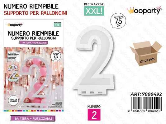 Wooparty Num. Riempibile Pallonc. N.2 75CM