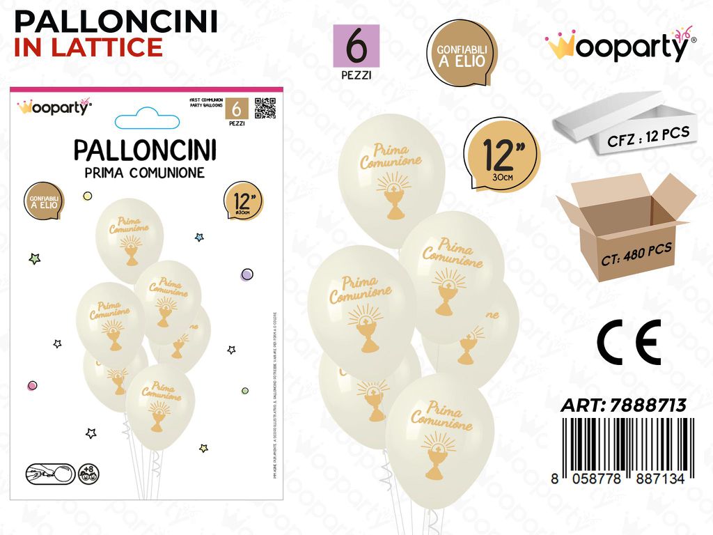 Palloncini Comunione Bianco Perla 12 6PCS