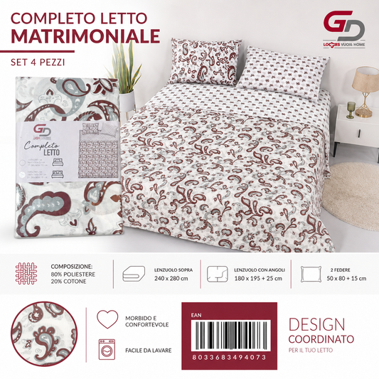 Set Di Lenzuola Matrimoniale 240X280+180X200+5080 Mz-379 Cw2-Ltm