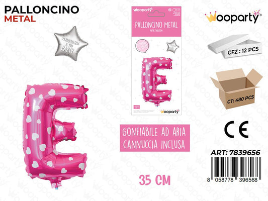 Palloncino Metal Rosa c/Cuore Let. e 35CM