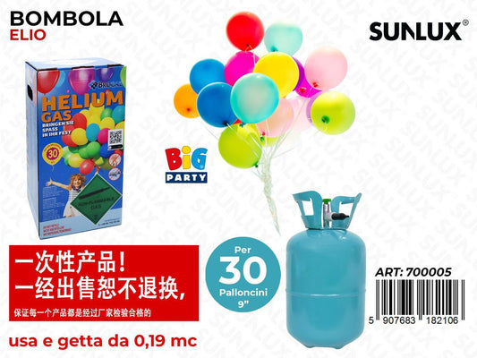 Bombola Elio per 30 Palloncini 0.19MC