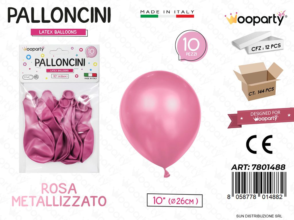 Palloncini Rosa Metal 10 D.26CM 10PCS