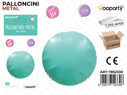 Wooparty Palloncino Metal Tondo Ve. Acqua 45CM