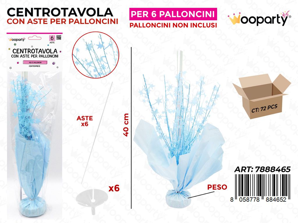 Centro Tavola c/ Aste per Palloncini Cel. 40CM
