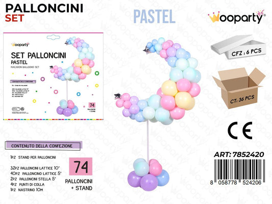 Set Palloncini c/ Stand Pastel 74PCS Ass. / Pz da 6