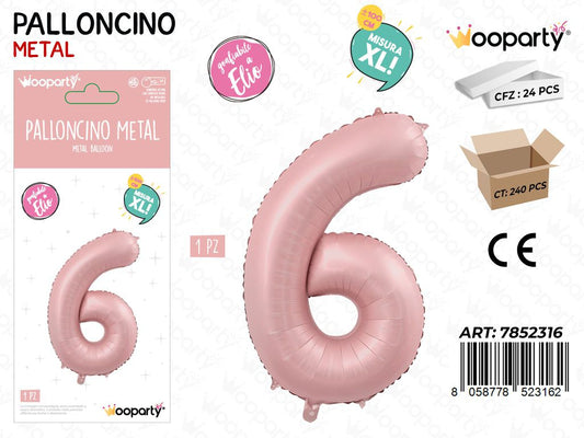 Wooparty Palloncino N.6 Ro. Opaco 100CM