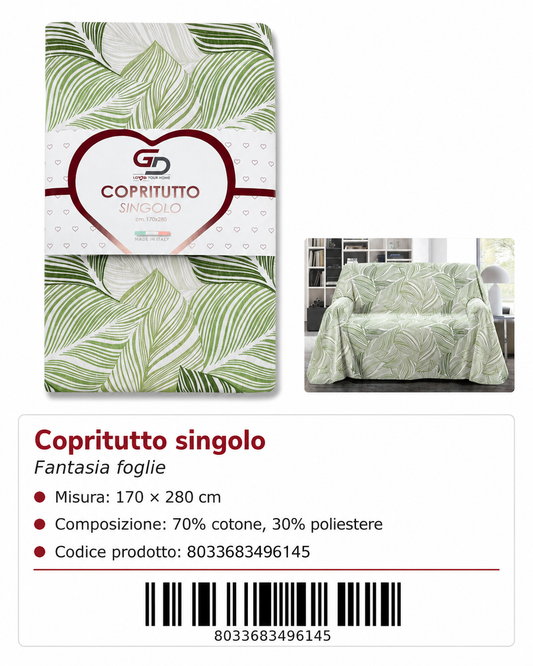 Copritutto 1P Stp Copritutto Foglia 26 Verde 170 X 280 Cm Un Colore Per Box