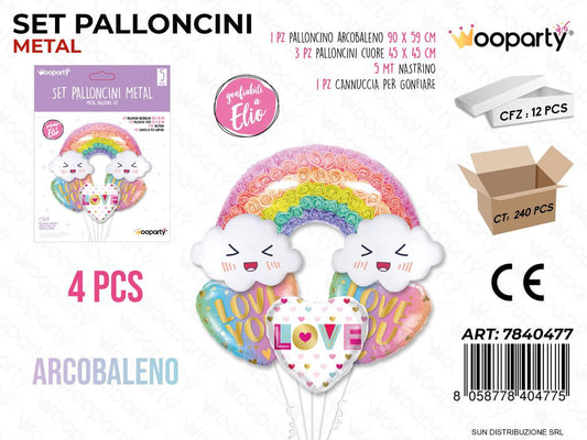 Set Palloncini Metal Arcobaleno 4PCS Ass.