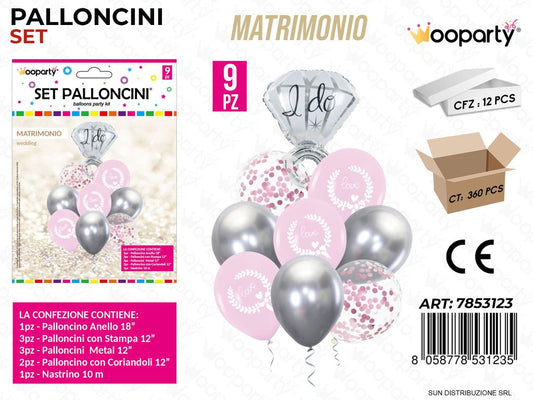 Set Palloncini Matrimonio 9PCS Ass.