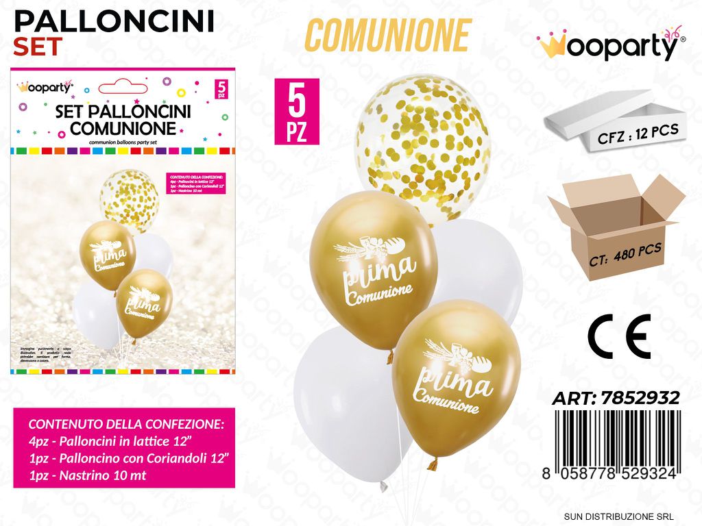 Set Palloncini Comunione 5PCS Ass. / Pz da 12