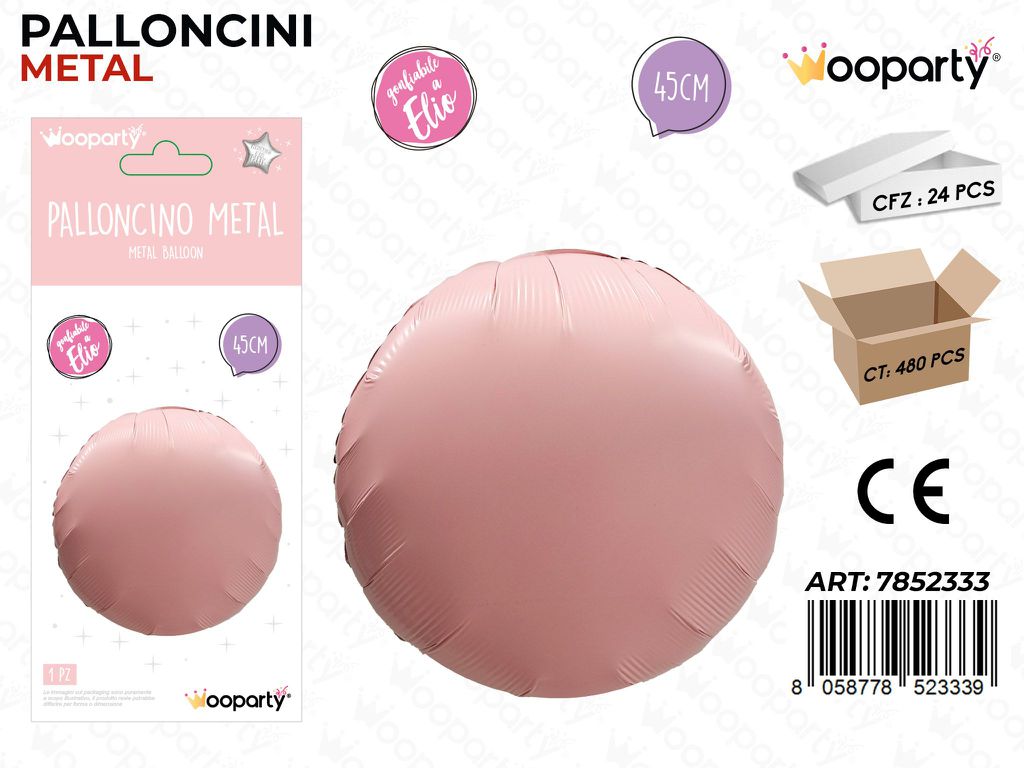 Wooparty Palloncino Metal Tondo Rosa 45CM