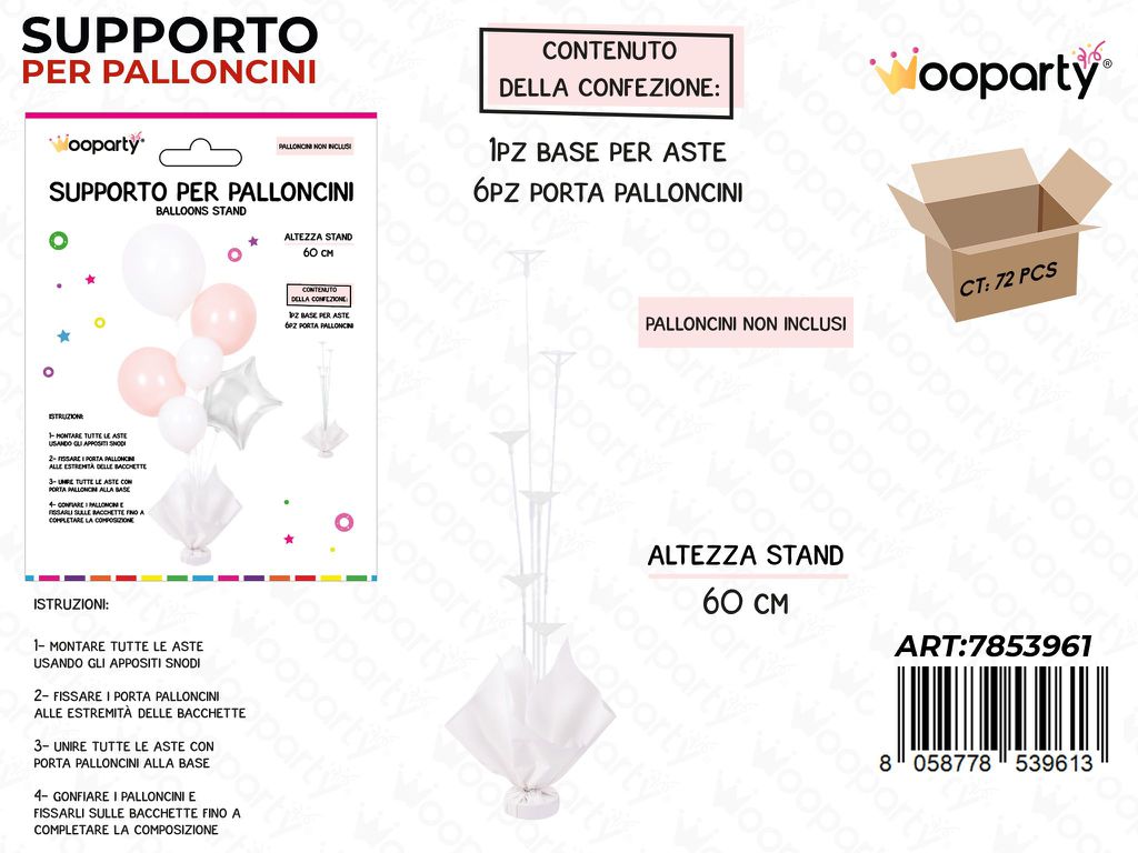Wooparty Supporto Palloncini Bia. 60CM