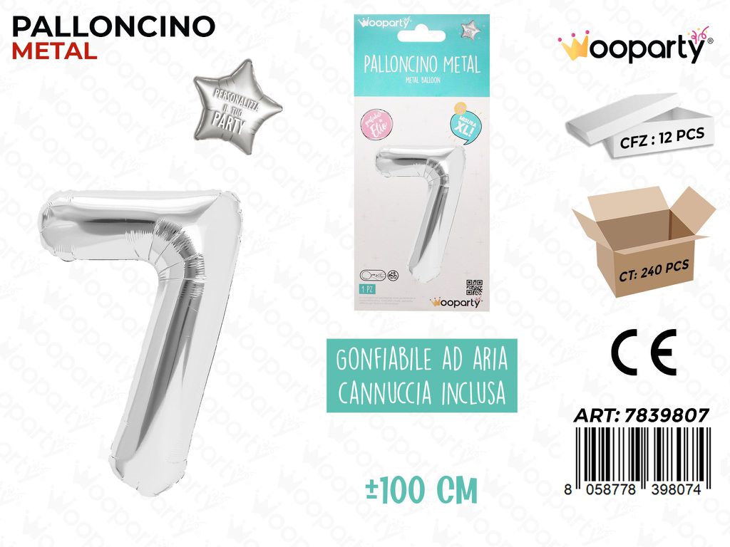 100CM Palloncino Mylar Arg Num. 7