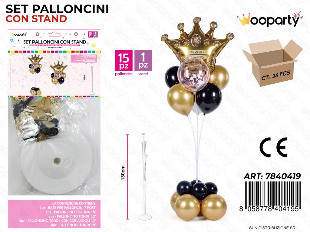 Set Pallon. c/ Stand 15PCS Ass. 130CM