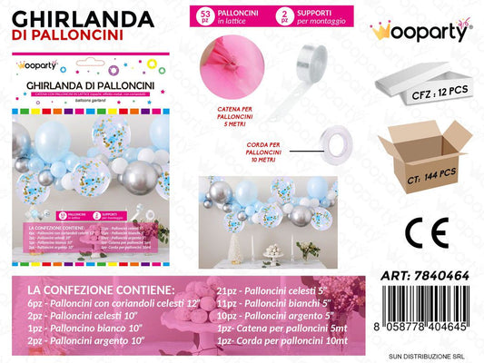 Ghirlanda di Palloncini AZZURRO*ARG. 53PCS
