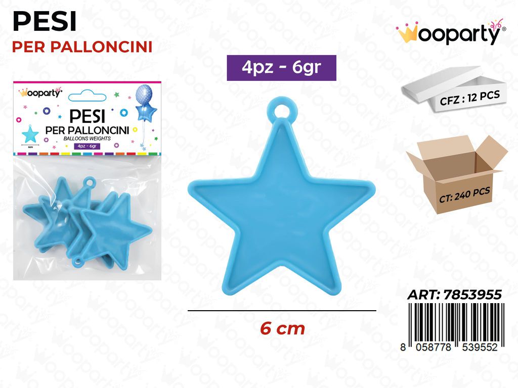 Pesi per Palloncini Stella Cel. 4PCS 6GR