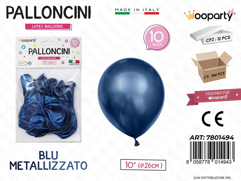 Palloncini Blu Metal 10 D.26CM 10PCS