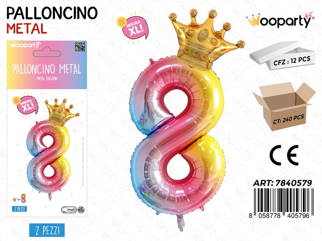 Set Palloncini Arcobaleno N. 8 100CM