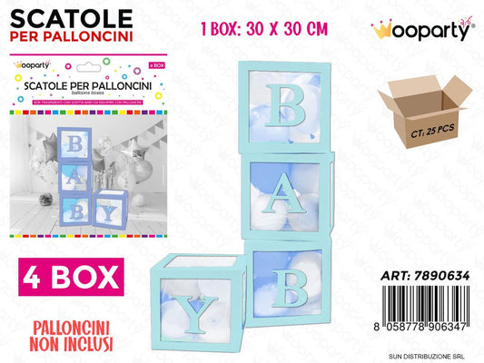 Scatole per Palloncini 4BOX Baby Celeste 30*30CM