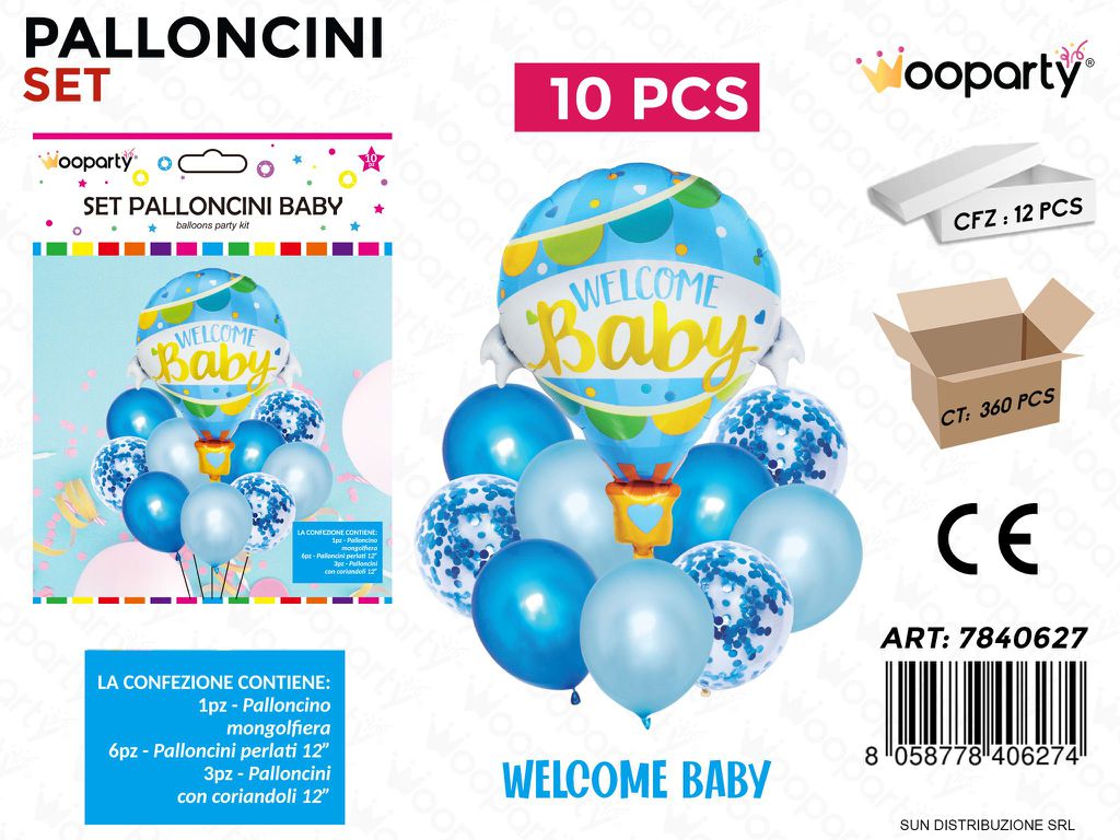 Set Palloncini Welcome Baby Boy 10PCS Ass.