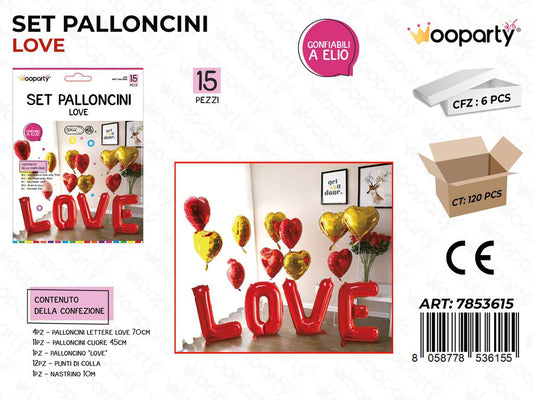 Set Palloncini Love 15PCS Ass.