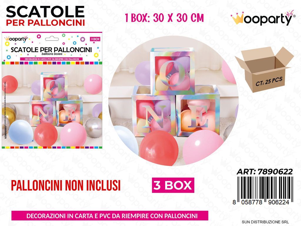 Scatole per Palloncini 3BOX One Multicolor 30*30CM