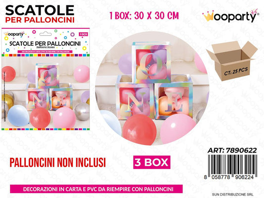 Scatole per Palloncini 3BOX One Multicolor 30*30CM