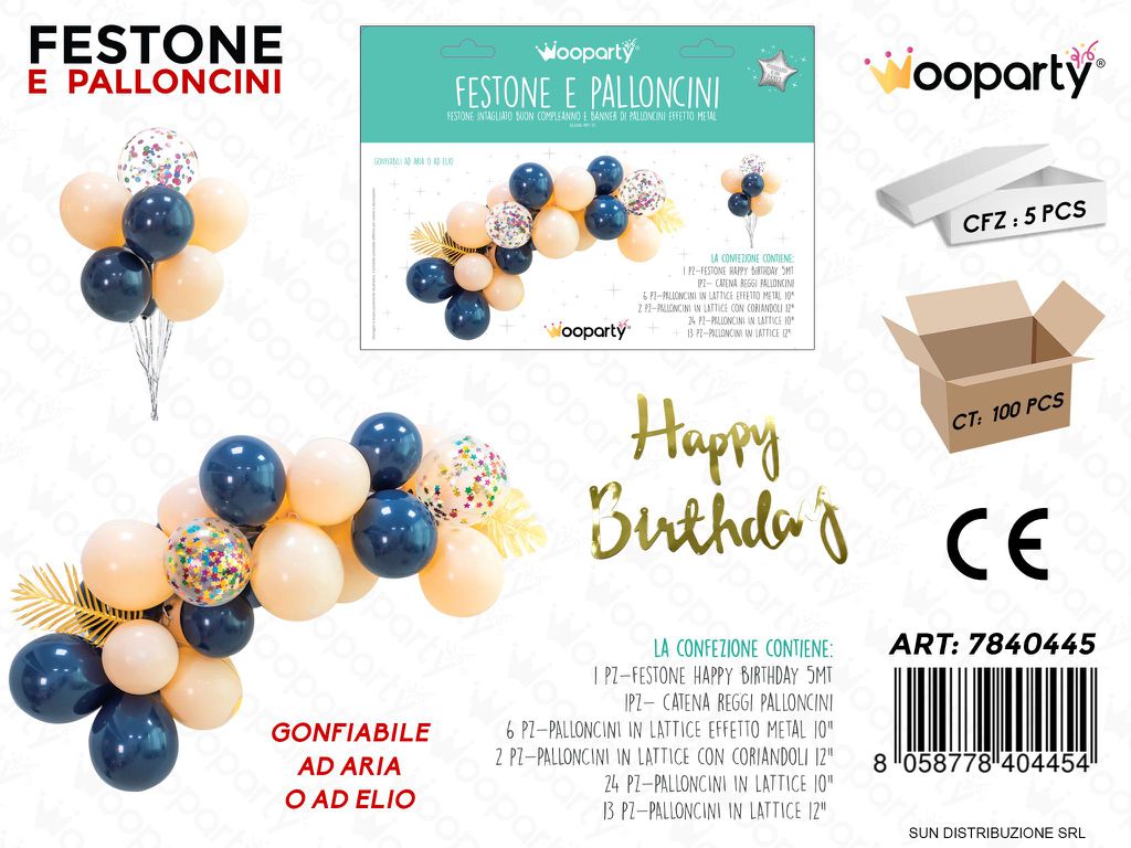 Kit Festone e Palloncini Ass. Happy Birth.