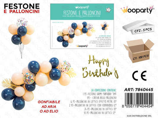 Kit Festone e Palloncini Ass. Happy Birth.