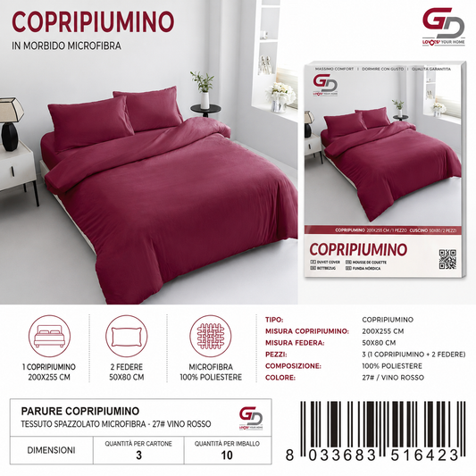 Parure Copripiumino Copripiumino+2 Federe Cuscino 200*255Cm 50*80+20Cm