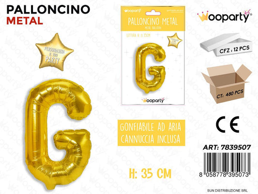 Palloncino Oro Metal Let. G 35CM