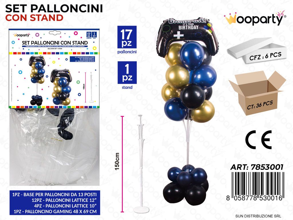 Set Pallon. c/ Stand Game On 17PCS Ass 150CM