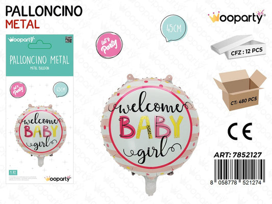 Wooparty Palloncino Welcome Baby Girl 45CM