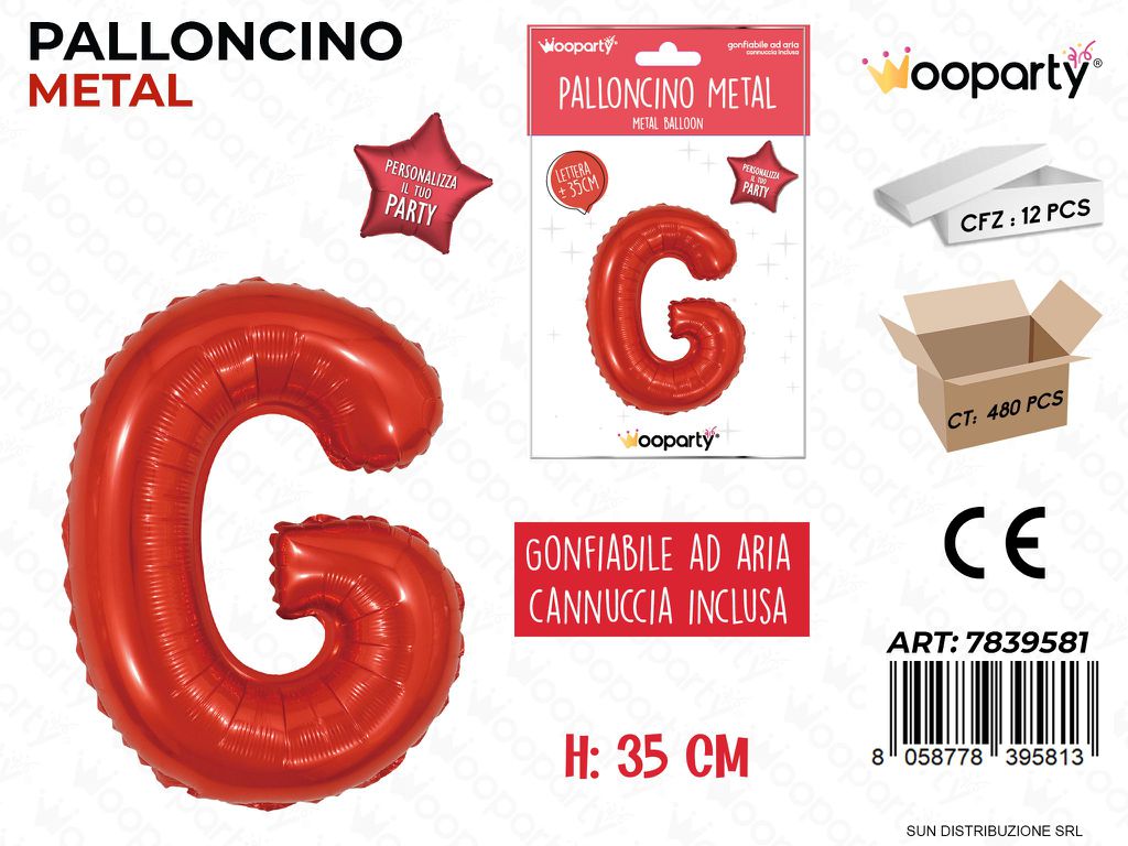 Palloncino Rosso Metal 35CM L. G