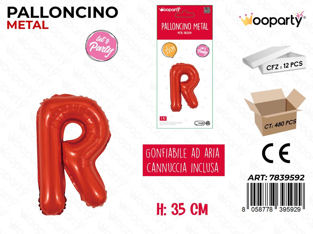 Palloncino Rosso Metal 35CM L. R