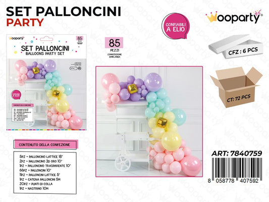 Set Palloncini per Comp. Multicolor 85PCS Ass.