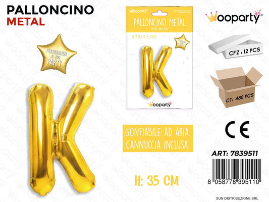 Palloncino Oro Metal Let. K 35CM