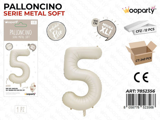 Wooparty Palloncino N.5 Metal Soft 100CM