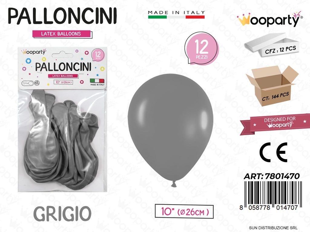 Palloncini Grigio 10 D.26CM 12PCS