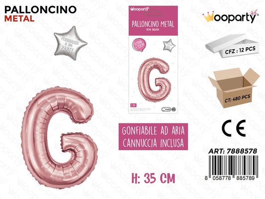 Palloncino Metal Oro Rosa 35CM Let. G