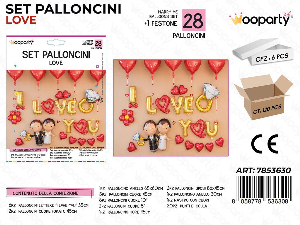 Set Palloncini Love 28PCS Ass. c/ Fest.