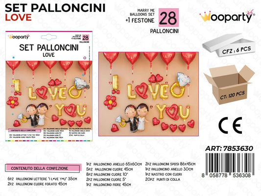 Set Palloncini Love 28PCS Ass. c/ Fest.