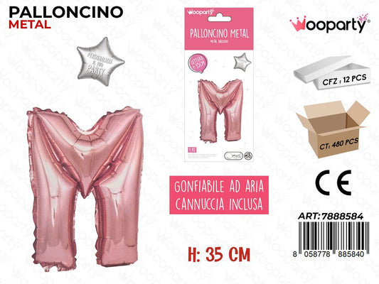 Palloncino Metal Oro Rosa 35CM Let. M
