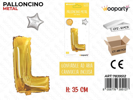 Palloncino Oro Metal Let. L 35CM