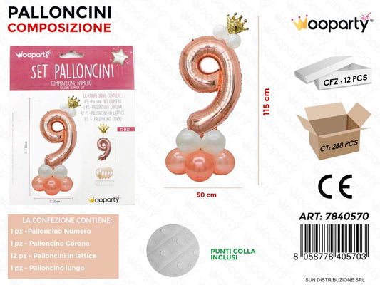 Set Palloncini Comp. Numero 9 50*115CM