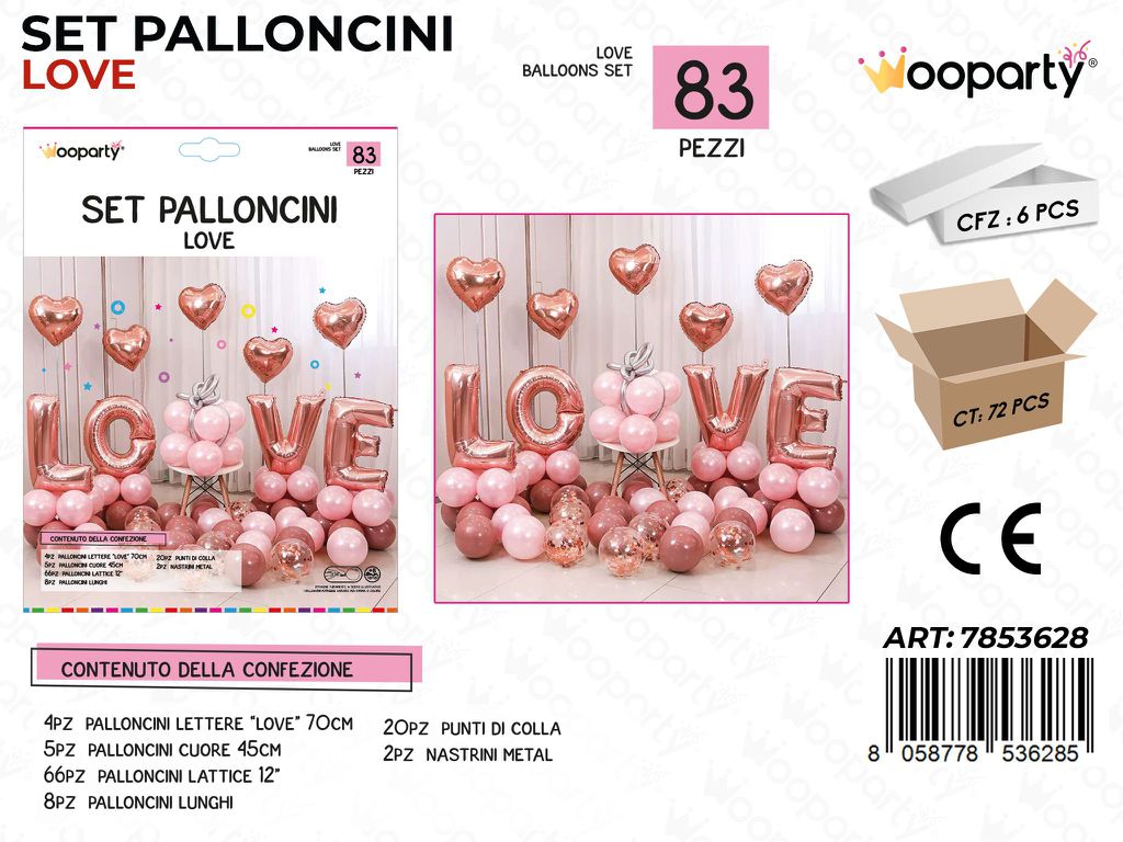 Set Palloncini Love 83PCS Ass.